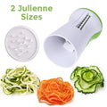 Handheld vegetable spiralizer making zucchini noodles