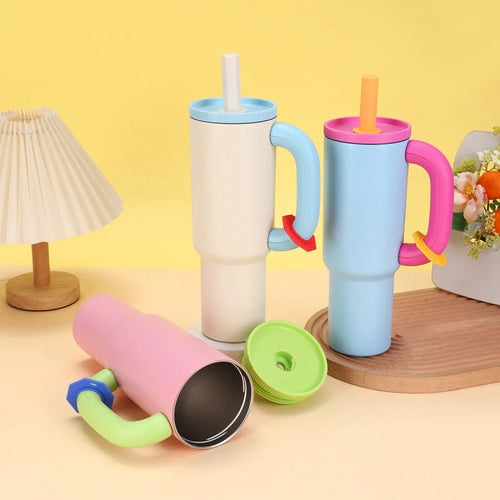 Stainless steel tumbler with straw