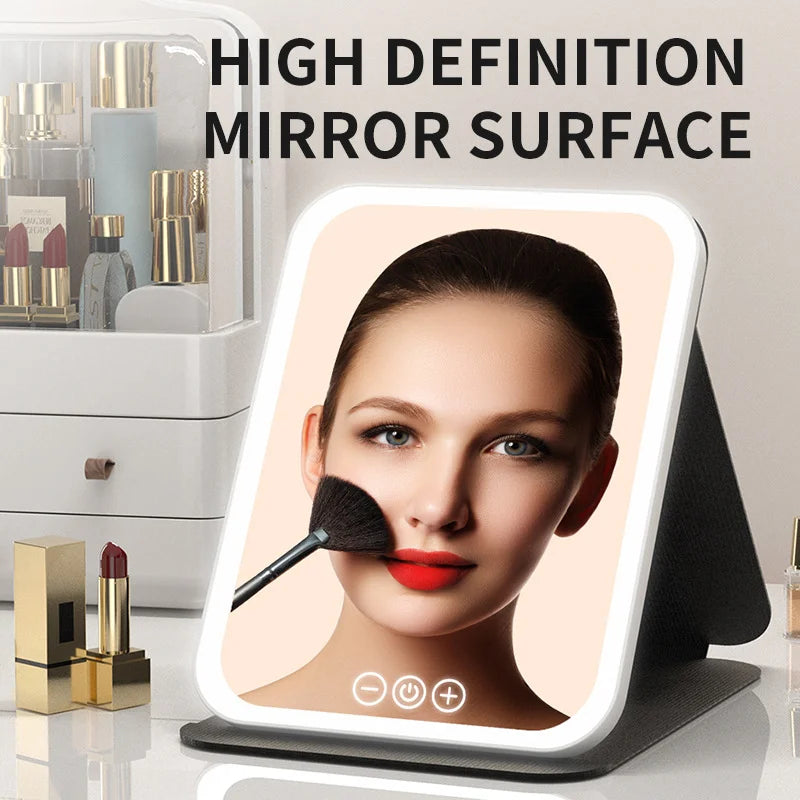 Dimmable lighted makeup mirror with color modes