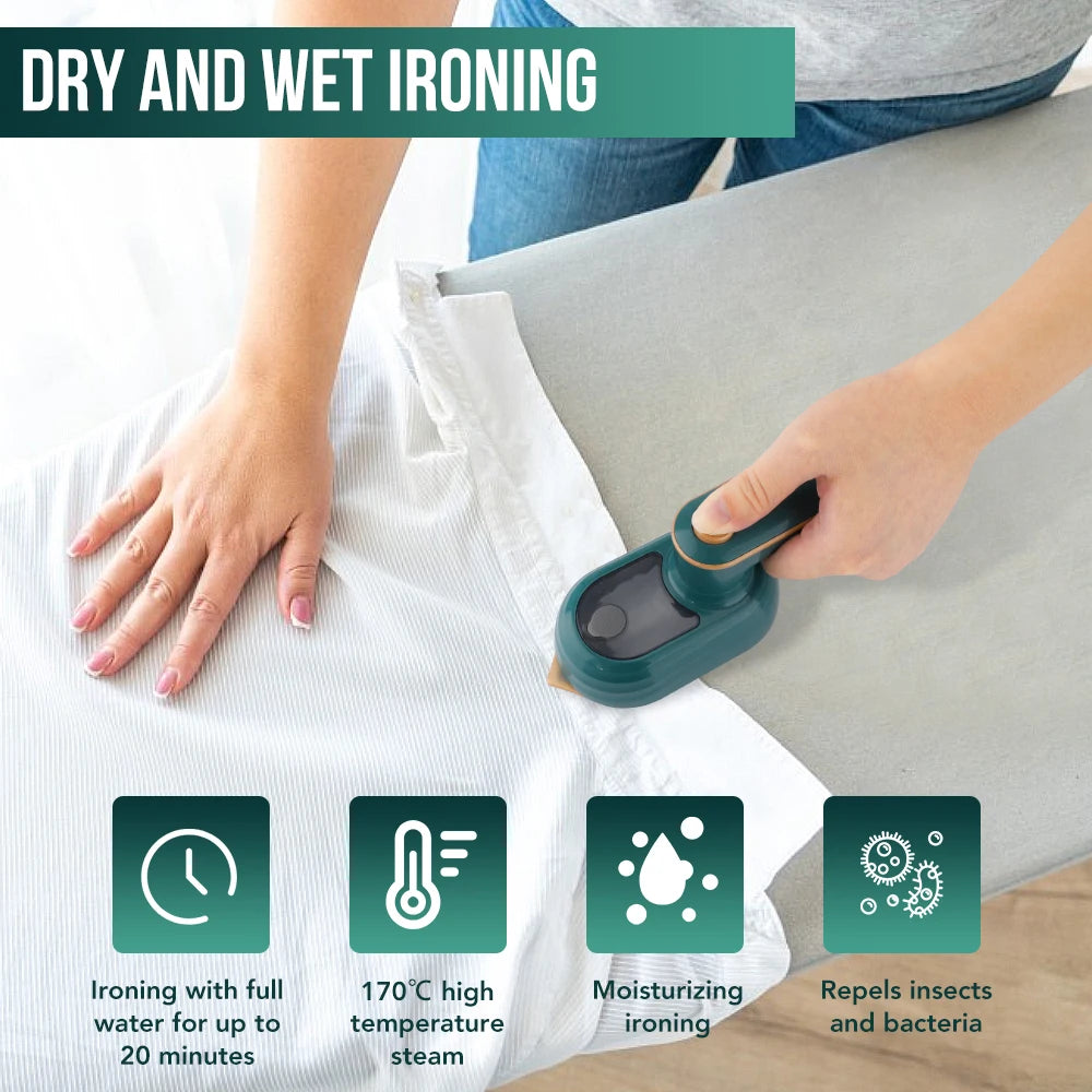 Compact handheld clothes steamer with water tank