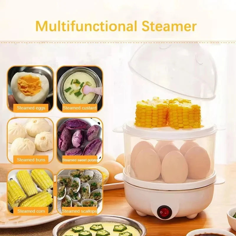 Double-layer electric egg cooker and steamer