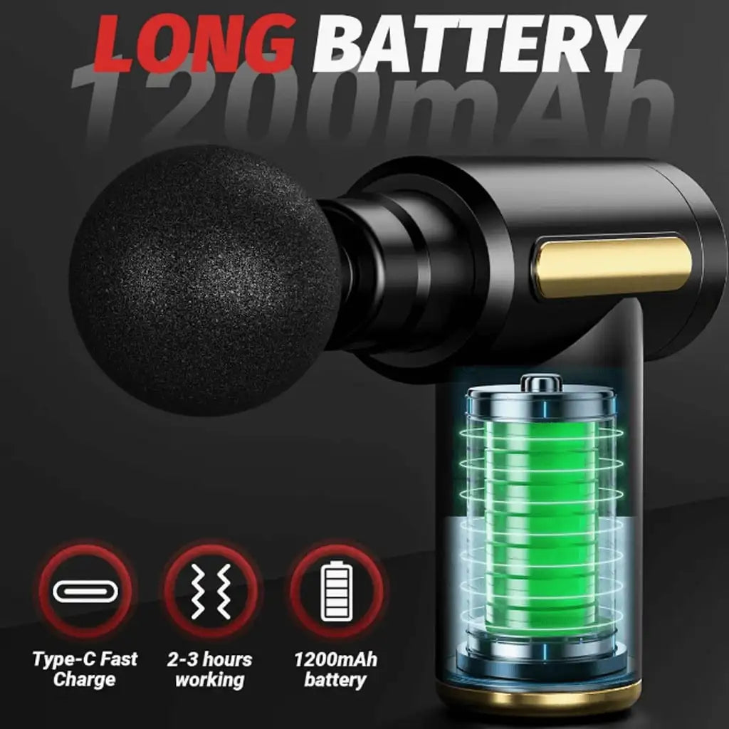 Portable percussion muscle massager with LCD