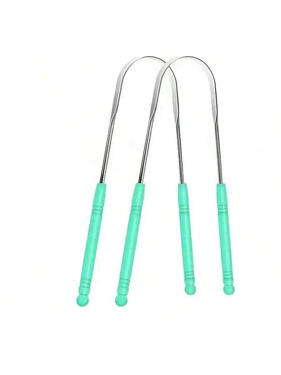 Stainless steel U-shaped tongue scraper