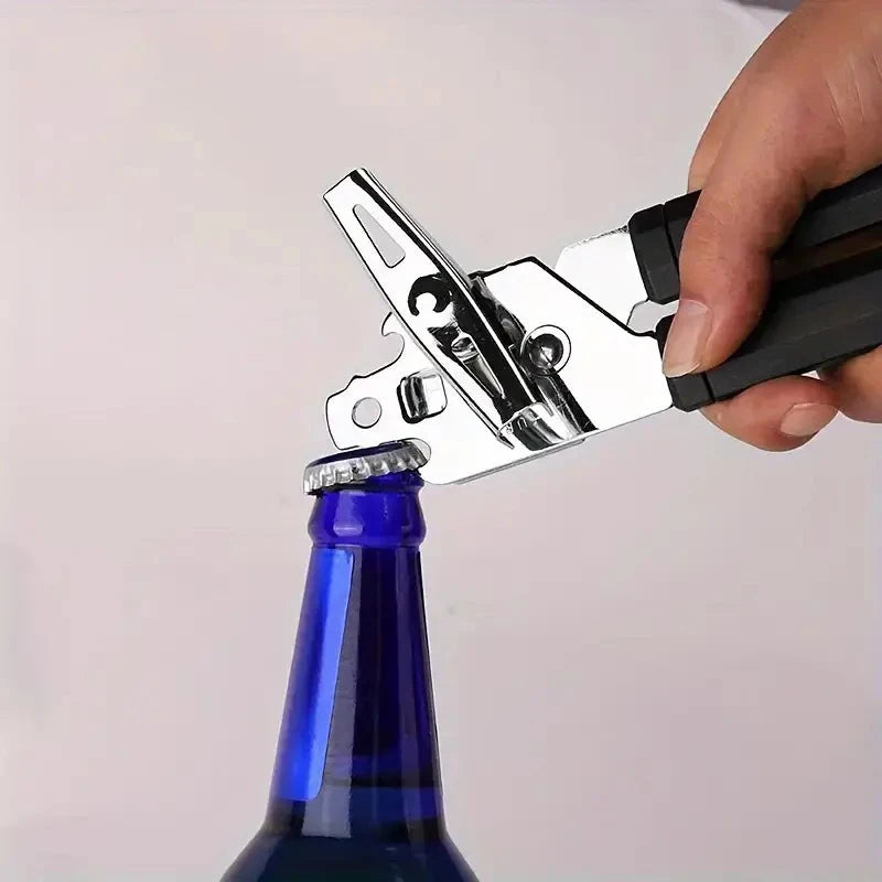 Smooth-edge can and bottle opener kitchen tool