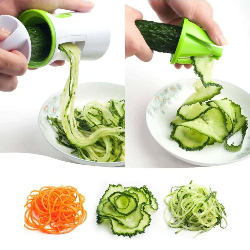 Spiral sliced vegetables on a plate