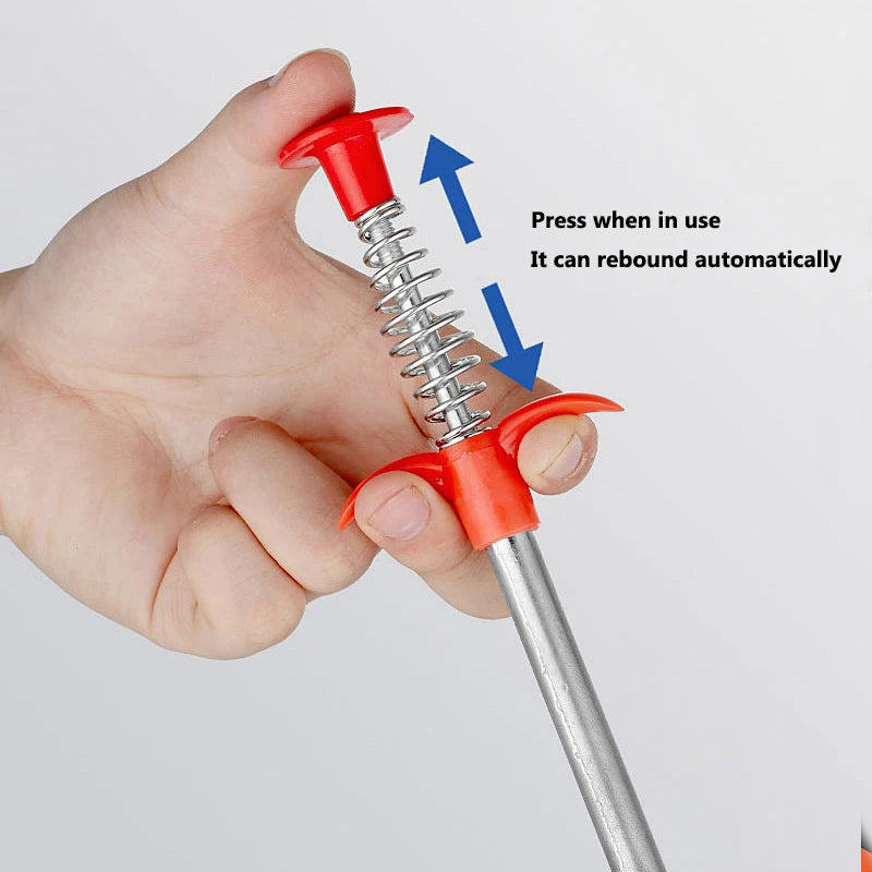 Spring pipe dredging tool for showers and tubs