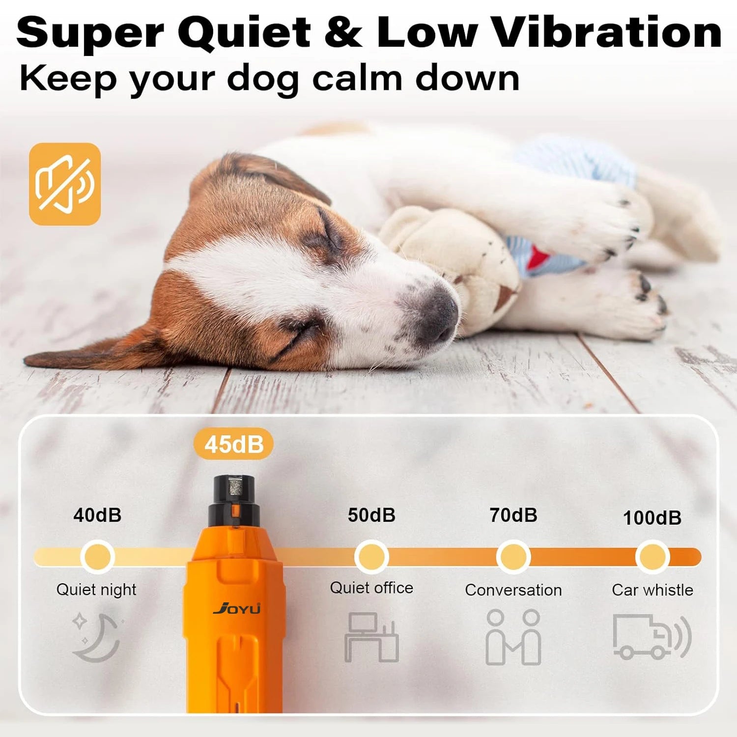 Quiet rechargeable dog and cat nail grinder in use
