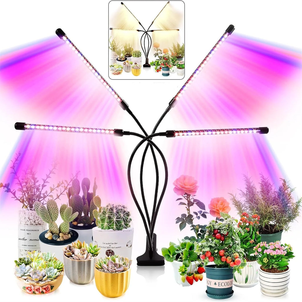 Full-spectrum LED plant grow light over plants