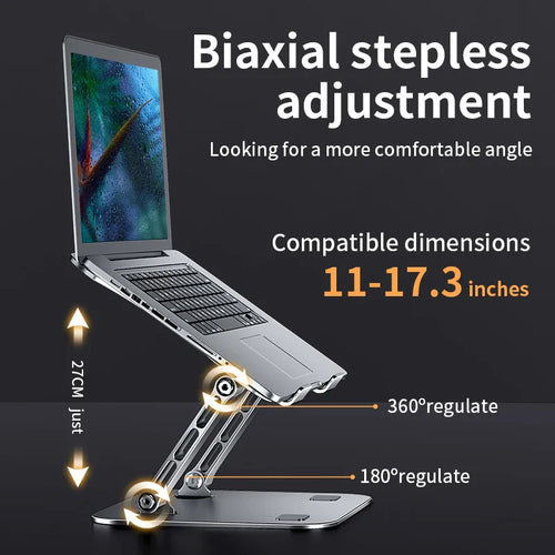 Foldable ergonomic laptop riser on a desk