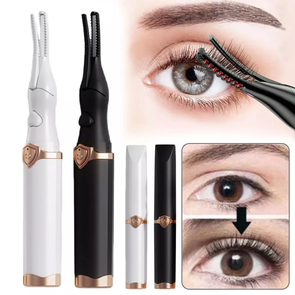 Electric lash curler in use