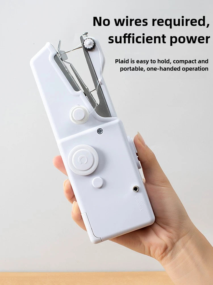 Handheld sewing machine with thread and bobbin kit