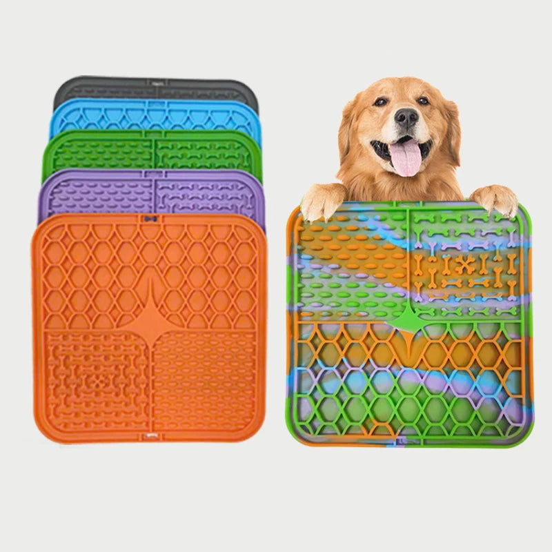 Lick mat in use with treats