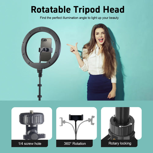 Ring light with phone holder in use