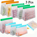 Reusable silicone food storage bags 3-pack