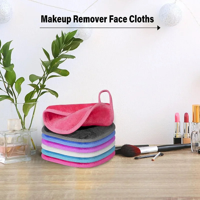 Reusable washable makeup remover cloths in assorted colors