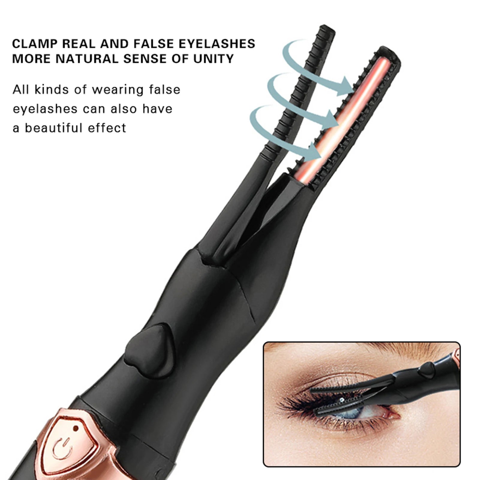Heated eyelash curler before and after