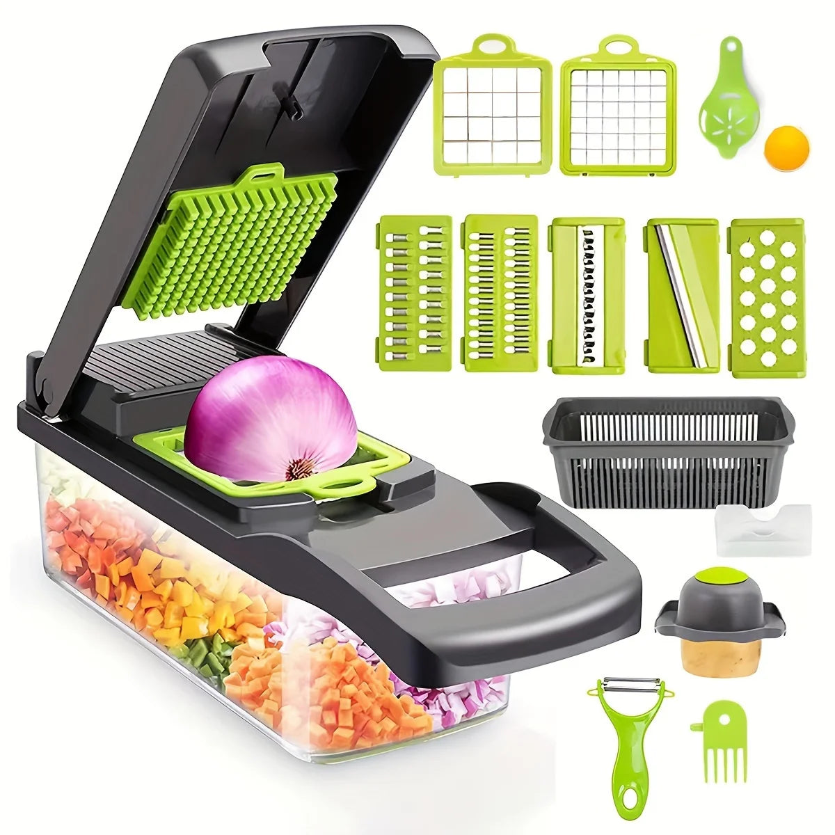 16-in-1 vegetable chopper set with container