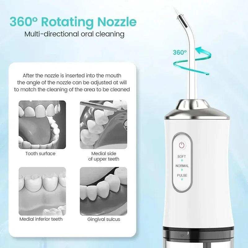 Water flosser cleaning teeth