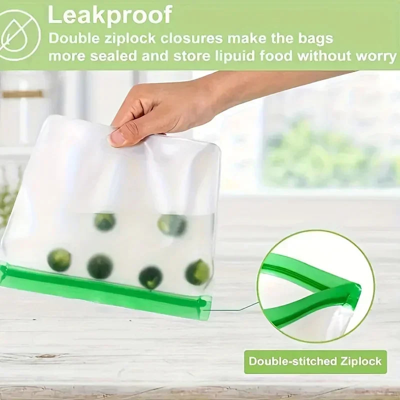 Silicone food bag holding produce