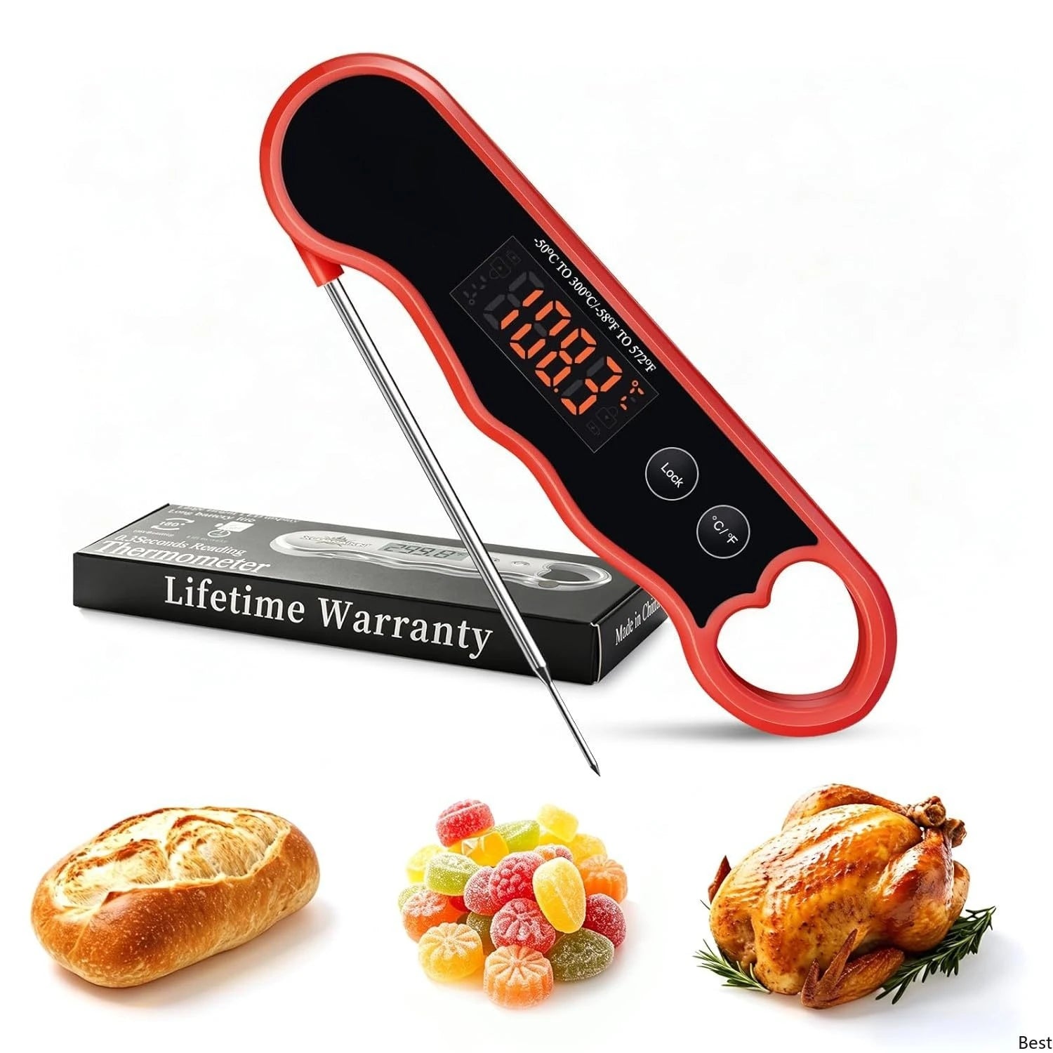 Instant-read digital meat thermometer