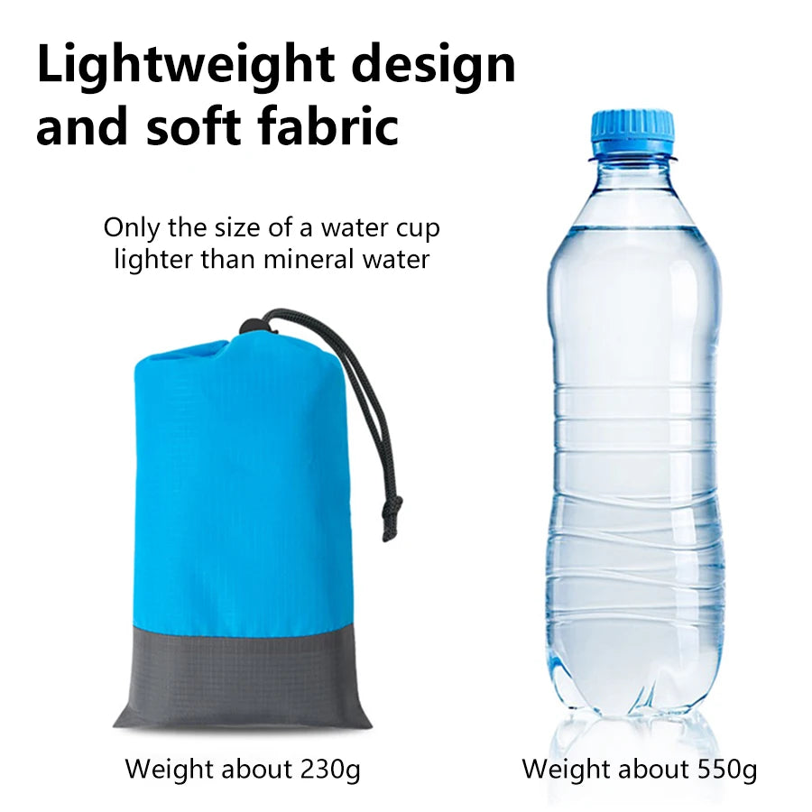 Beach blanket packed into carry pouch