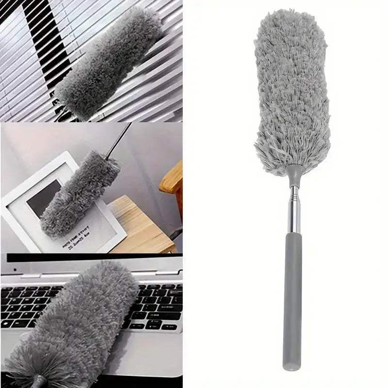 Bendable duster cleaning a ceiling fan