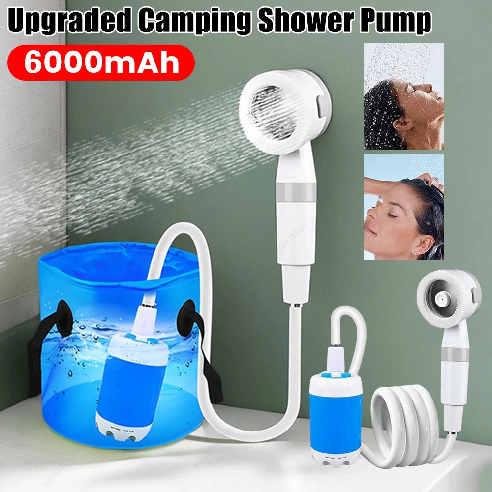 Portable rechargeable camping shower pump