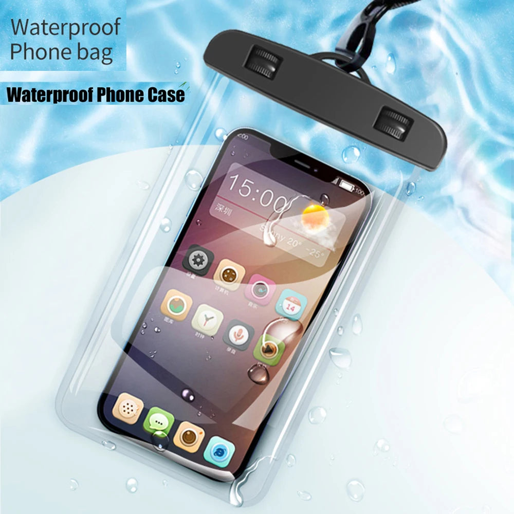 Waterproof phone pouch with lanyard