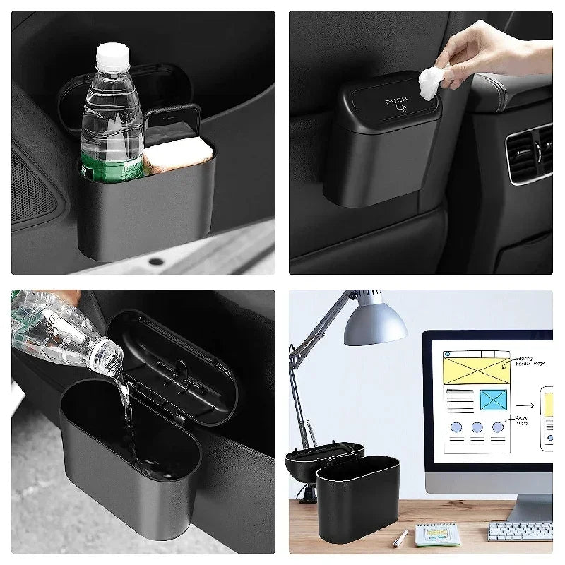 Car trash can with disposable liner bags
