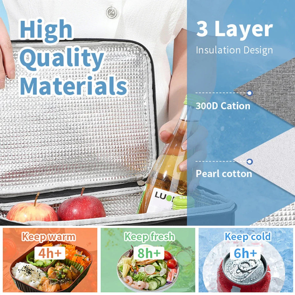 Insulated cooler lunch bag with 3-layer lining