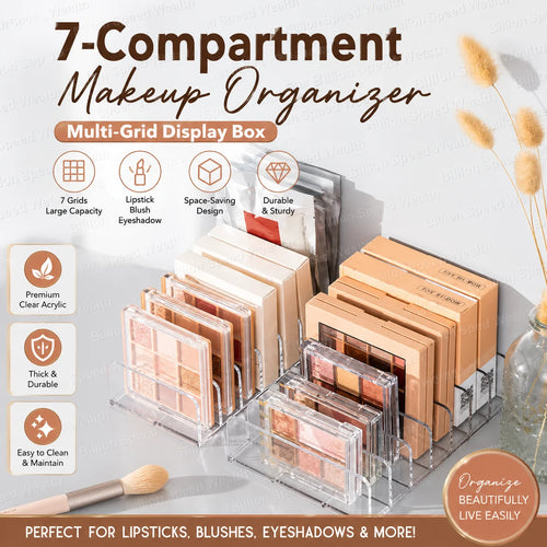7-compartment acrylic makeup organizer