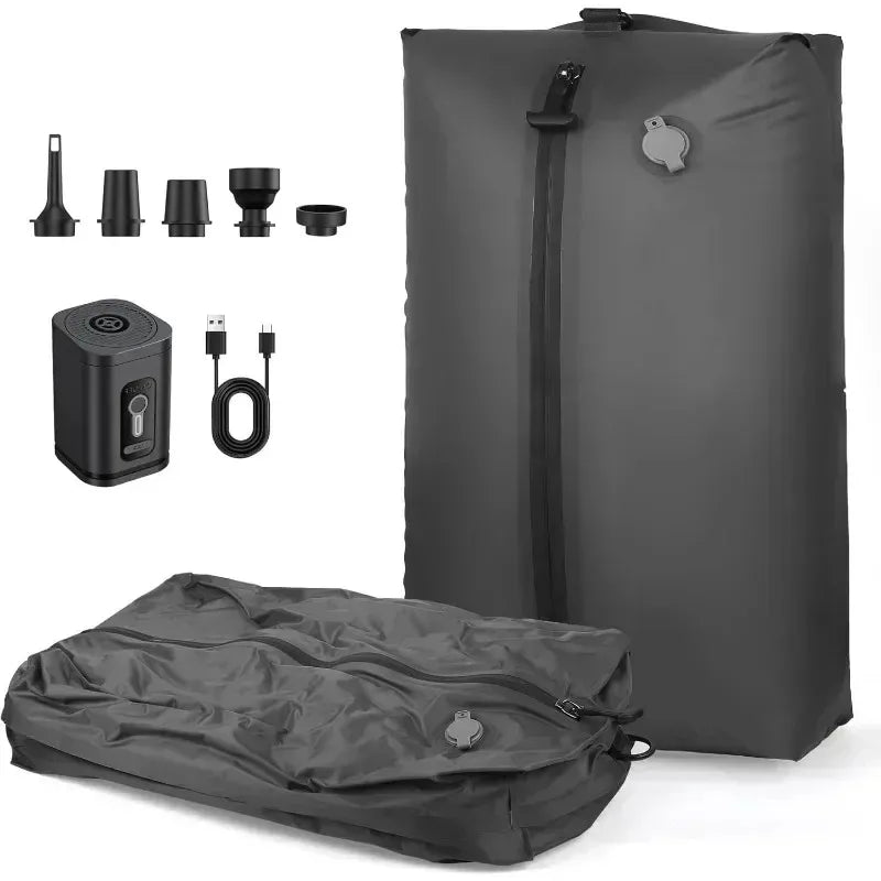 Vacuum compression storage bag with hand pump