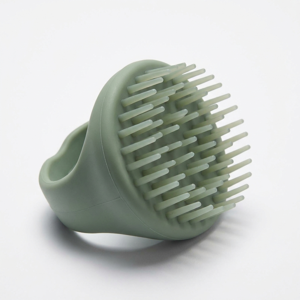 Silicone scalp massager shampoo brush detail shot